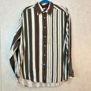 Tommy Hilfiger L Striped Button Down Shirt Cotton